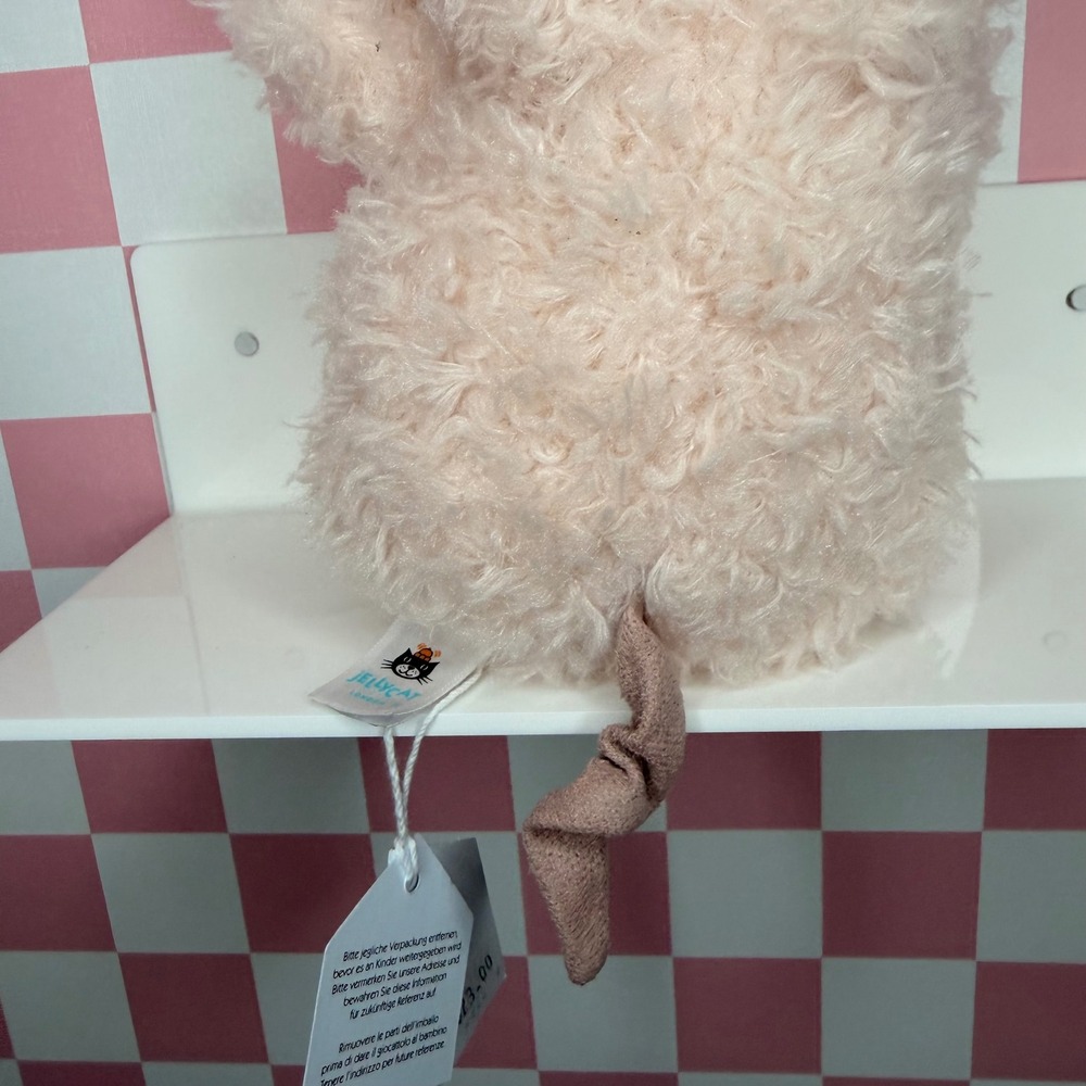 Jellycat Curvy Pig Plush Pink Curly Fur Stuffed Animal Toy New With Tags - Picture 7 of 12